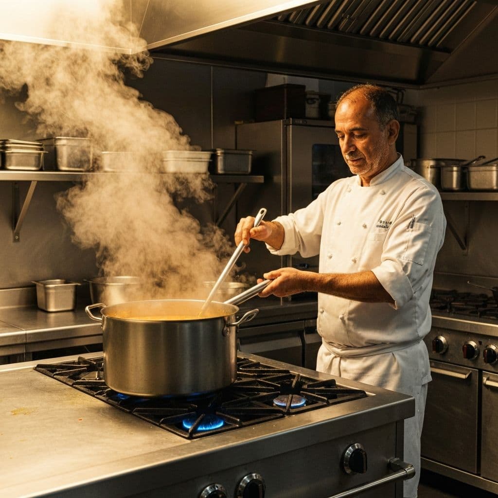 Traditional Indian curry preparation