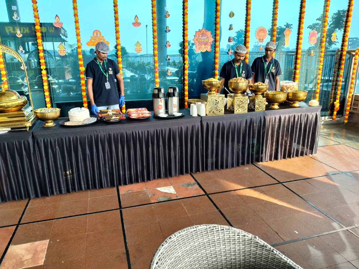 Corporate chaat catering setup
